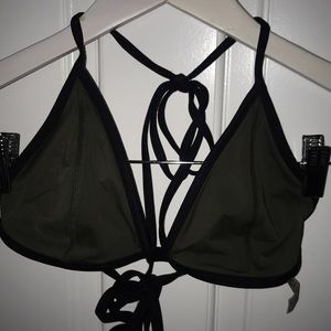 Green and black bathing suit top